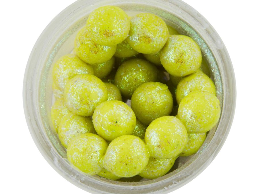 PowerBait Sparkle Power Eggs Floating Magnum Soft Bait – Chartreuse with Scales