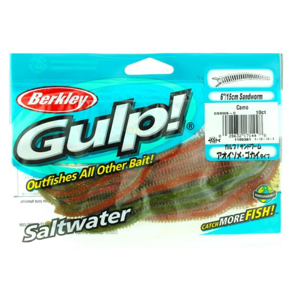 Gulp! Sandworm Soft Bait – 6″ Length, Camouflage, per 10