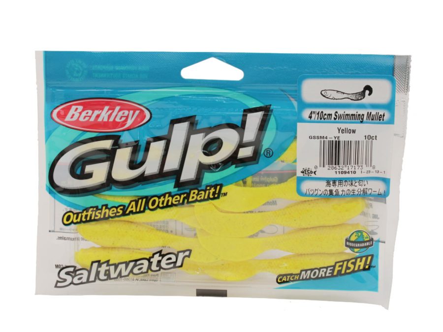 Gulp! Swimming Mullet Soft Bait – 4″ Length, Yellow, Per 10