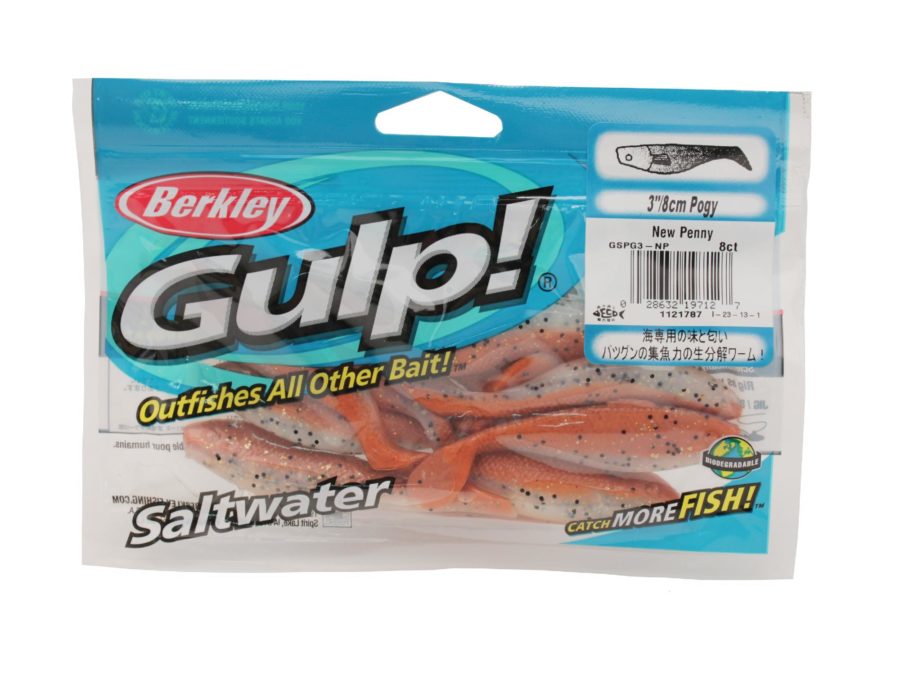 Gulp! Pogy Soft Bait – 3″ Length, New Penny, per 8