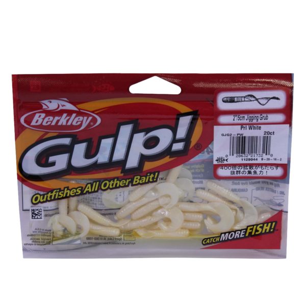 Gulp! Jigging Grub Soft Bait – 2″ Length, Pearl White, Per 20