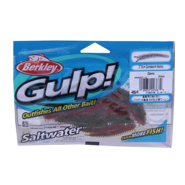Gulp! Sandworm Soft Bait – 2″ Length, Camouflage, Per 24