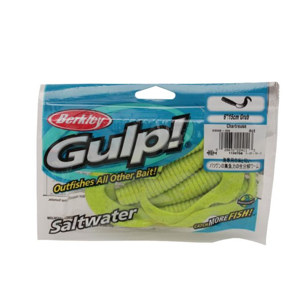 Gulp! Grub Soft Bait – 6″ Length, Chartreuse, Per 4