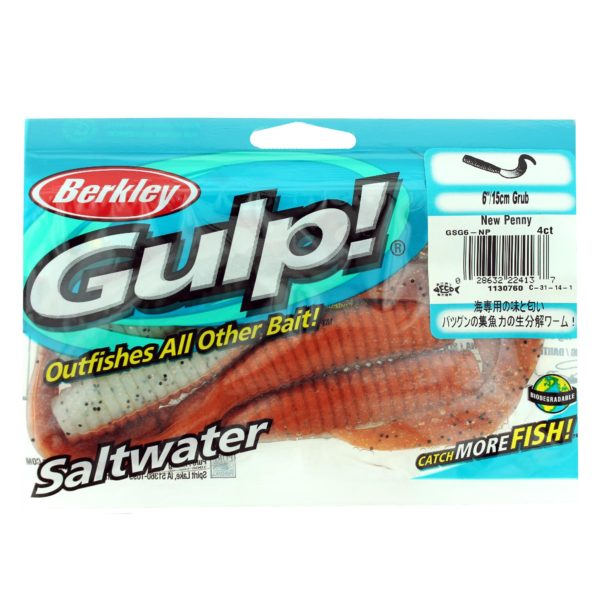 Gulp! Grub Soft Bait – 6″ Length, New Penny, Per 4