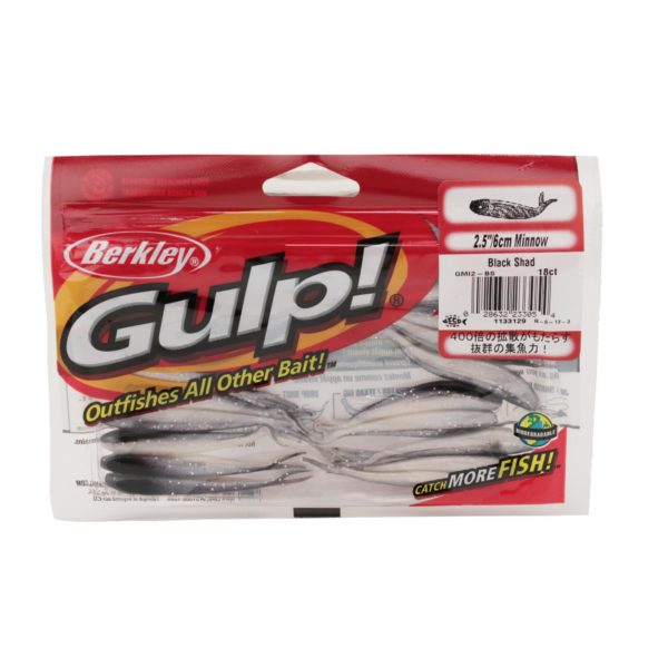 Gulp! Minnow Soft Bait – 2 1-2″ Length, Black Shad, Per 18