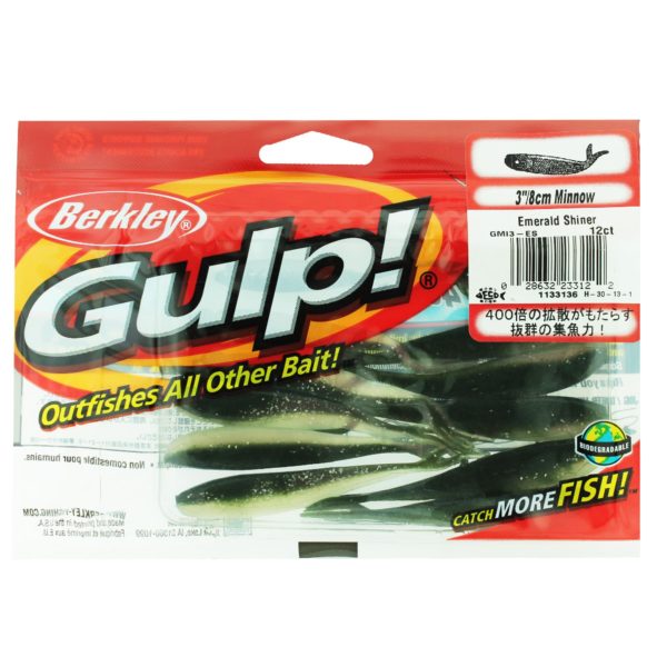 Gulp! Minnow Soft Bait – 3″ Length, Emerald Shiner, Per 12