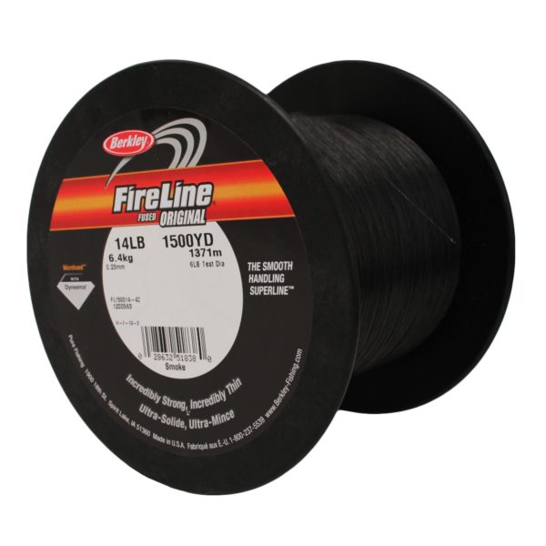 FireLine Fused Original Line Spool – 1500 Yards, 0.009″ Diameter, 14 lb Breaking Strength, Smoke