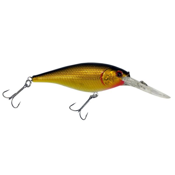 Flicker Shad Hard Bait – 2″ Length, 9′-11′ Swimming Depth, 2 Hooks, Black Gold, Per 1