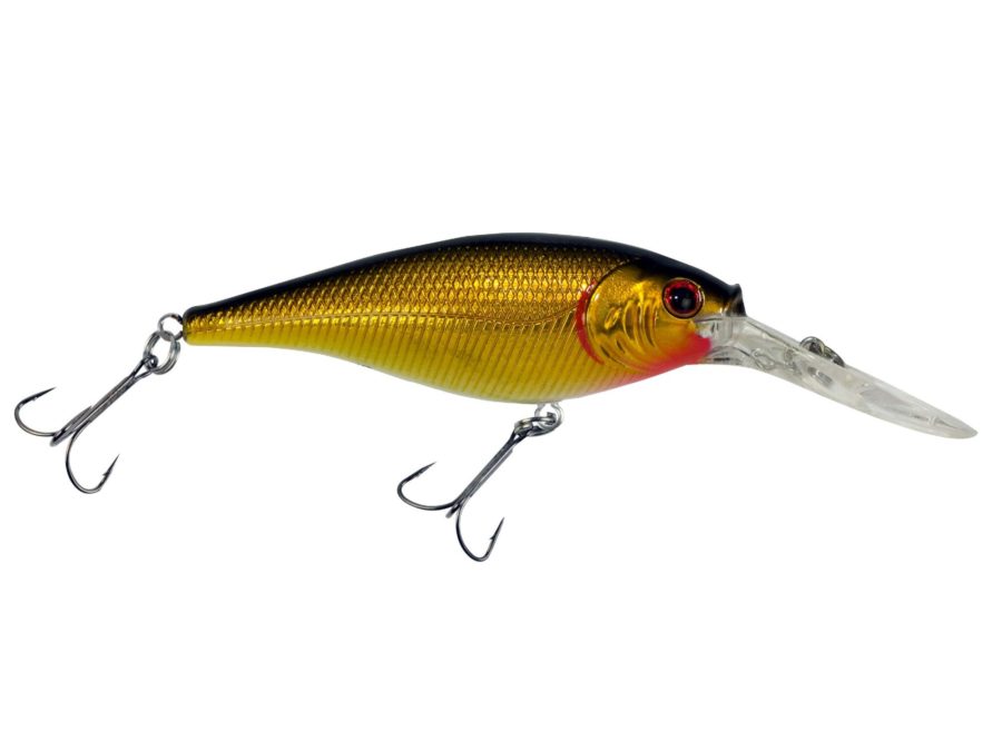 Flicker Shad Hard Bait – 2″ Length, 9′-11′ Swimming Depth, 2 Hooks, Black Gold, Per 1