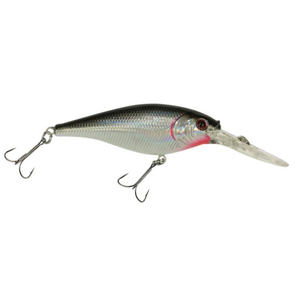 Flicker Shad Hard Bait – 2″ Length, 9′-11′ Swimming Depth, 2 Hooks, Black Silver, Per 1