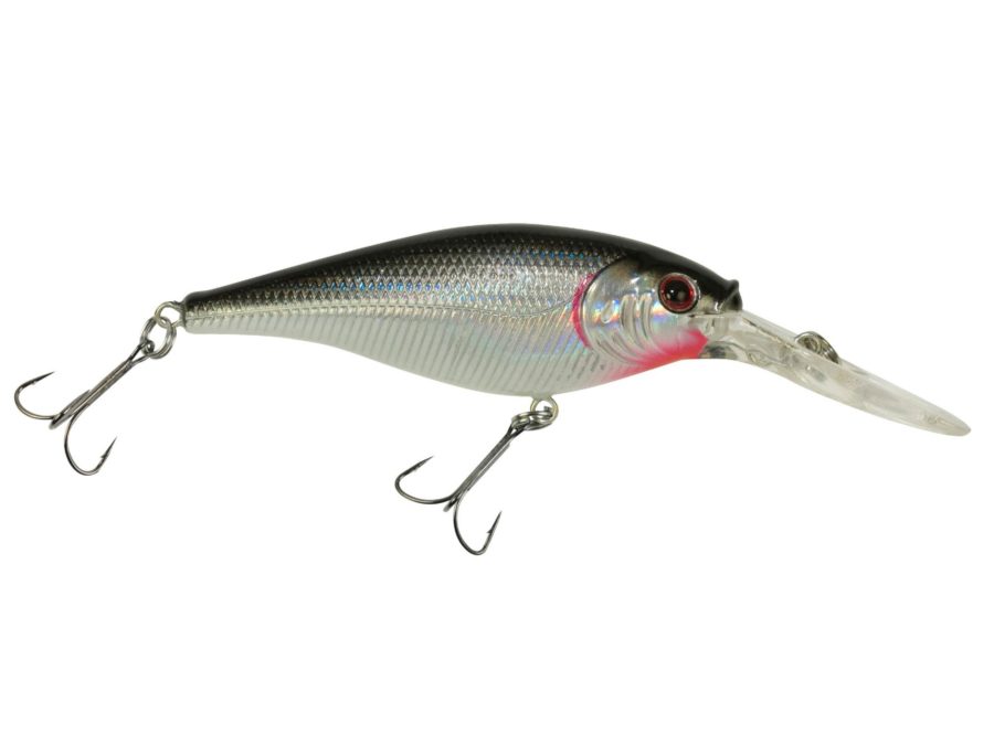 Flicker Shad Hard Bait – 2″ Length, 9′-11′ Swimming Depth, 2 Hooks, Black Silver, Per 1