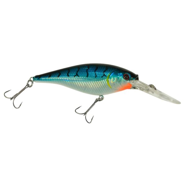 Flicker Shad Hard Bait – 2″ Length, 9′-11′ Swimming Depth, 2 Hooks, Blue Tiger, Per 1