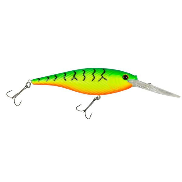 Flicker Shad Hard Bait – 2″ Length, 9′-11′ Swimming Depth, 2 Hooks, Firetiger, Per 1