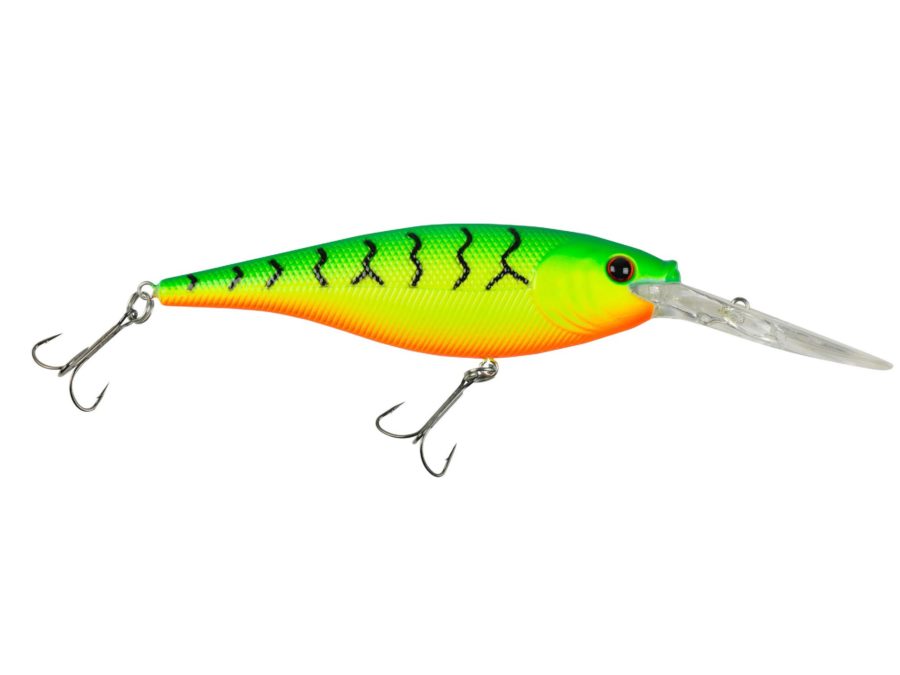Flicker Shad Hard Bait – 2″ Length, 9′-11′ Swimming Depth, 2 Hooks, Firetiger, Per 1