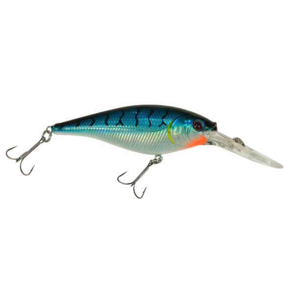 Flicker Shad Hard Bait – 2 3-4″ Length, 11’13’ Swimming Depth, 2 Hooks, Blue Tiger, Per 1