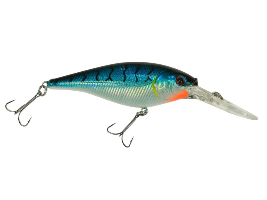 Flicker Shad Hard Bait – 2 3-4″ Length, 11’13’ Swimming Depth, 2 Hooks, Blue Tiger, Per 1