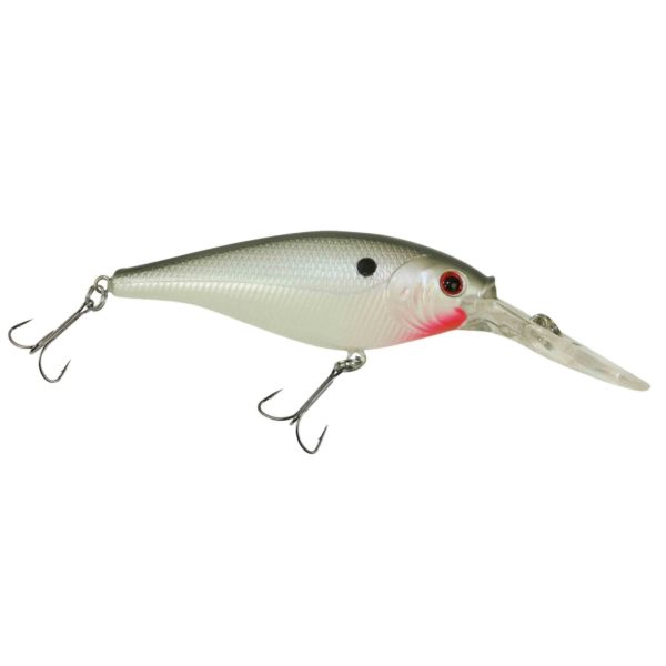 Flicker Shad Hard Bait – 2 3-4″ Length, 11’13’ Swimming Depth, 2 Hooks, Pearl White, Per 1