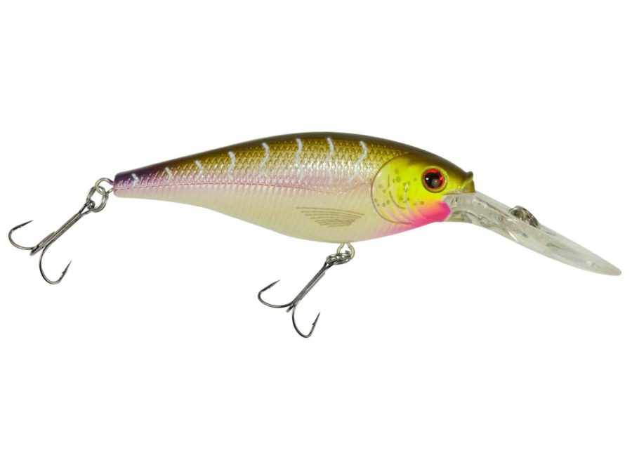 Flicker Shad Hard Bait – 2 3-4″ Length, 11’13’ Swimming Depth, 2 Hooks, Purple Tiger, Per 1