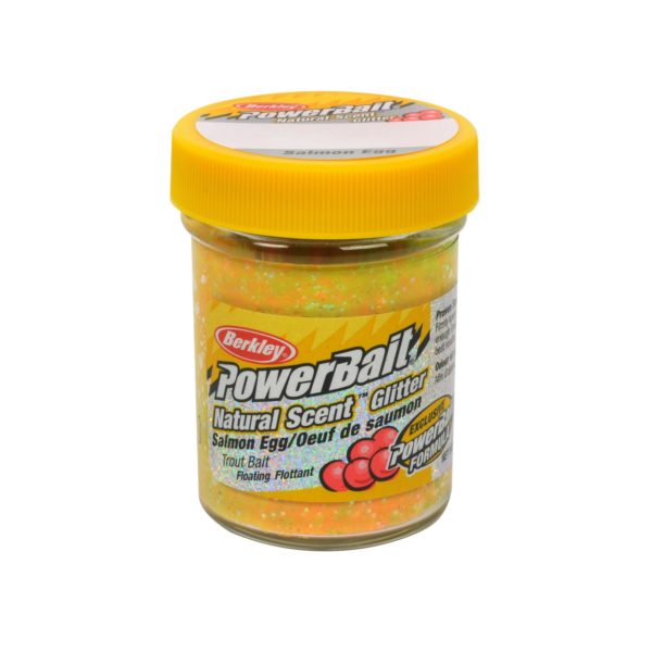 PowerBait Natural Glitter Trout Dough Bait – Salmon Egg Scent-Flavor, Rainbow