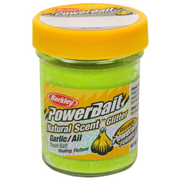 PowerBait Natural Glitter Trout Dough Bait – Garlic Scent-Flavor, Chartreuse