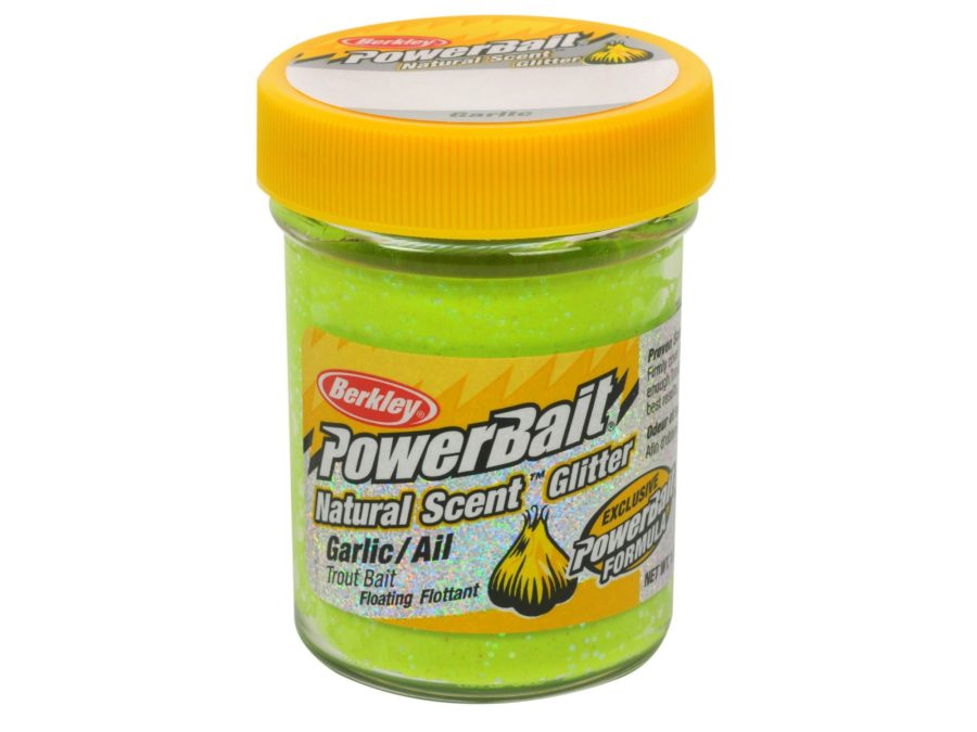 PowerBait Natural Glitter Trout Dough Bait – Garlic Scent-Flavor, Yellow