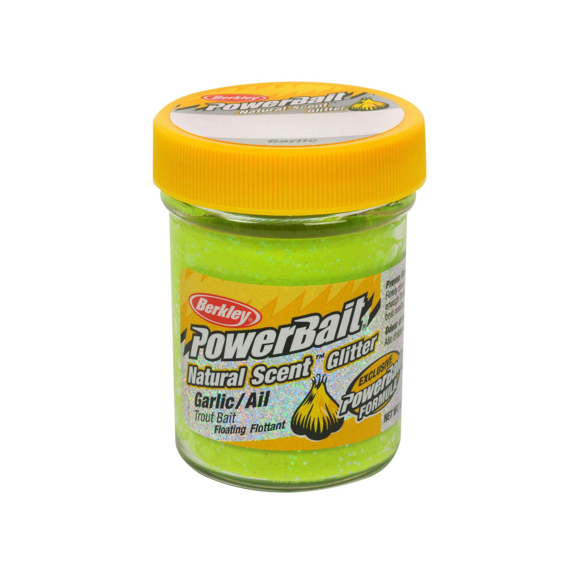 PowerBait Natural Glitter Trout Dough Bait Garlic ScentFlavor, Yellow