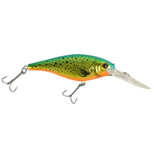 Flicker Shad Hard Bait – 2″ Length, 9′-11′ Swimming Depth, 2 Hooks, Speckled Gold Shiner, Per 1