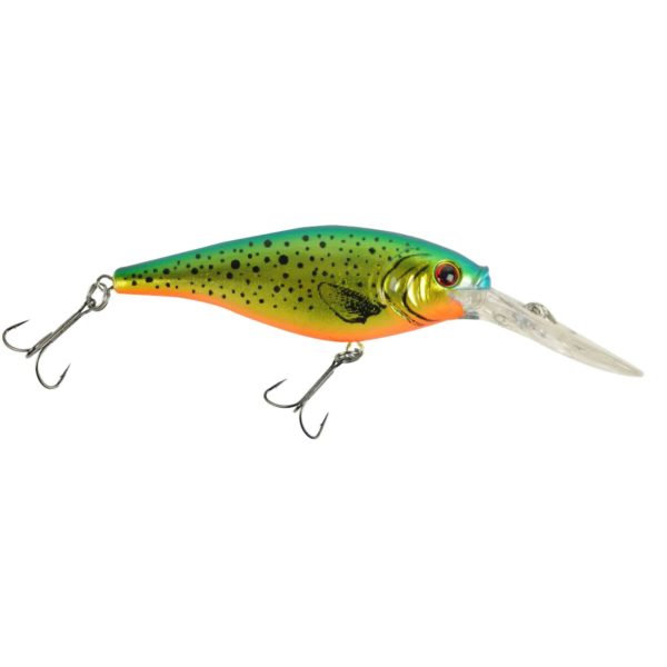 Flicker Shad Hard Bait – 2 3-4″ Length, 11’13’ Swimming Depth, 2 Hooks, Speckled Gold Shiner, Per 1