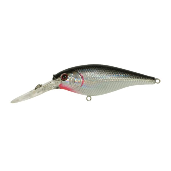 Flicker Shad Hard Bait – 1 1-2″ Length, 6′-8′ Swimming Depth, 2 Hooks, Black Silver, Per 1
