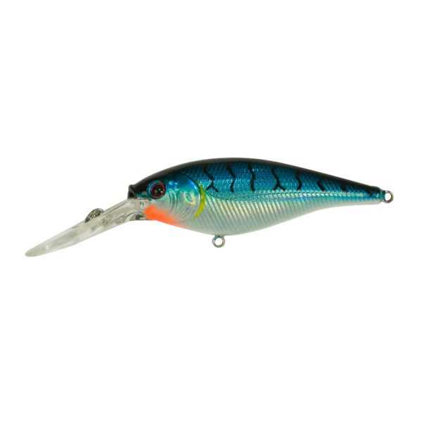 Flicker Shad Hard Bait – 1 1-2″ Length, 6′-8′ Swimming Depth, 2 Hooks, Blue Tiger, Per 1