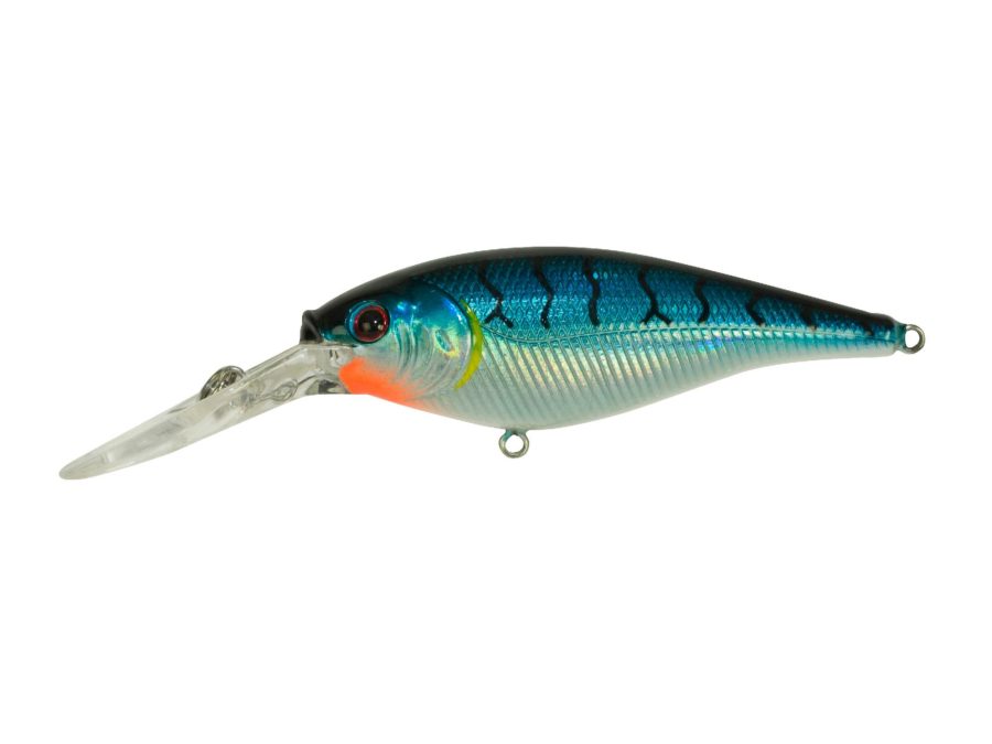 Flicker Shad Hard Bait – 1 1-2″ Length, 6′-8′ Swimming Depth, 2 Hooks, Blue Tiger, Per 1