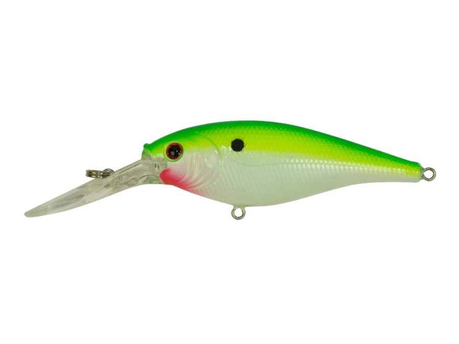Flicker Shad Hard Bait – 1 1-2″ Length, 6′-8′ Swimming Depth, 2 Hooks, Chartreuse Pearl, Per 1