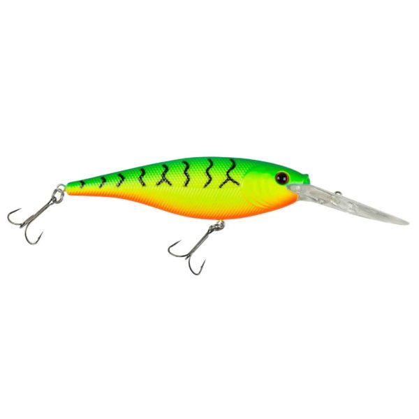 Flicker Shad Hard Bait – 2 1-4″ Length, 10′-12′ Swimming Depth, 2 Hooks, firetiger, Per 1