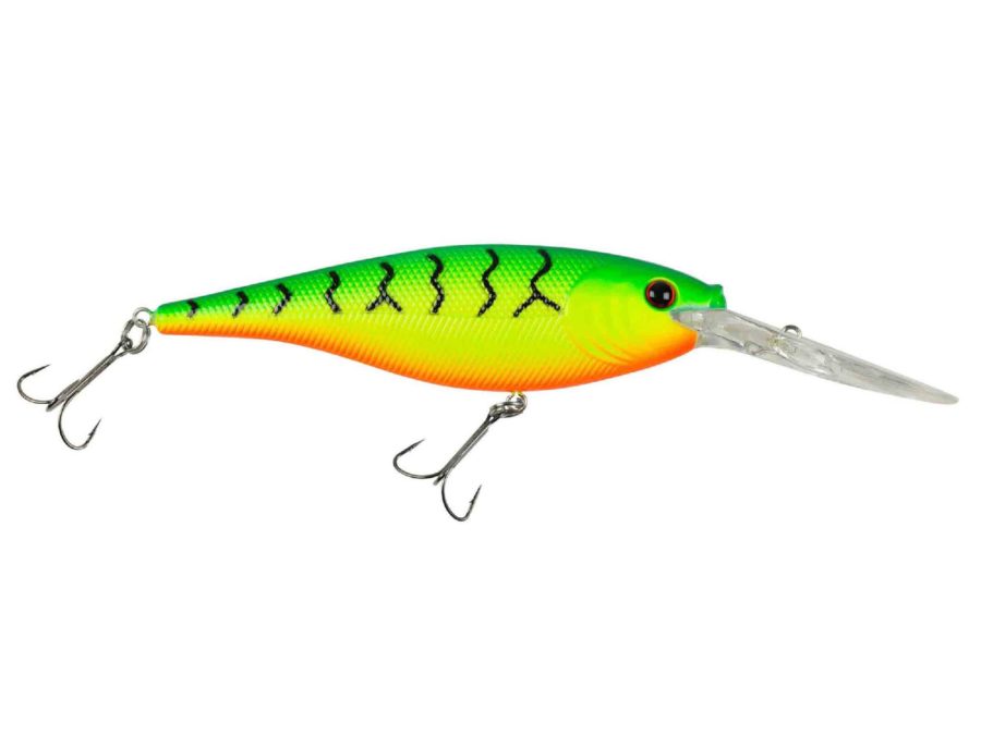 Flicker Shad Hard Bait – 2 1-4″ Length, 10′-12′ Swimming Depth, 2 Hooks, firetiger, Per 1
