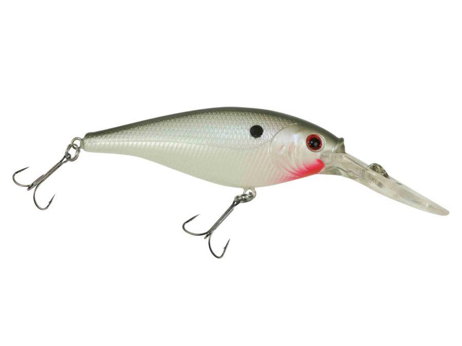 Flicker Shad Hard Bait – 2 1-4″ Length, 10′-12′ Swimming Depth, 2 Hooks, Pearl White, Per 1