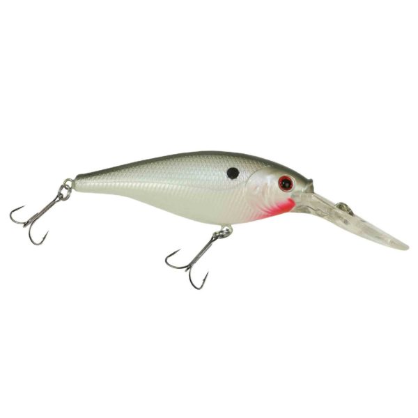 Flicker Shad Hard Bait – 3 1-2″ Length, 11′-13′ Swimming Depth, 2 Hooks, Pearl White, Per 1