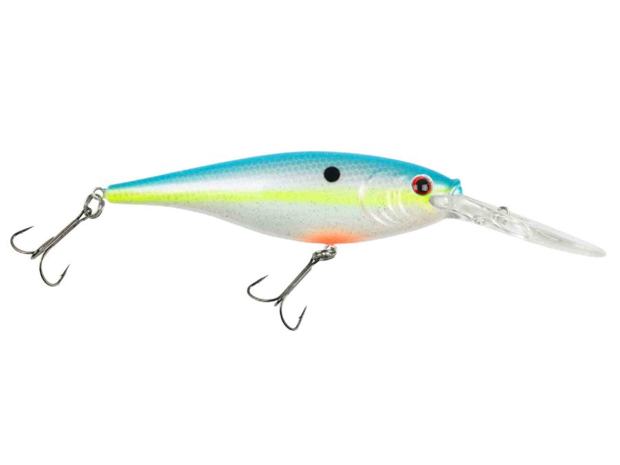 Flicker Shad Hard Bait – 3 1-2″ Length, 11′-13′ Swimming Depth, 2 Hooks, Racy Shad, Per 1