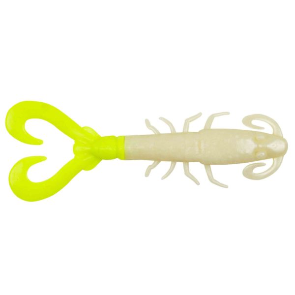 Gulp! Mantis Shrimp Soft Bait – 3″ Length, Pearl White Chartreuse, Per 6
