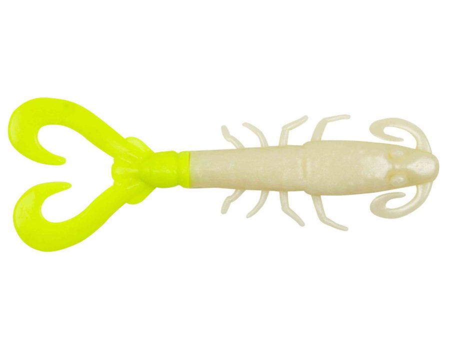 Gulp! Mantis Shrimp Soft Bait – 3″ Length, Pearl White Chartreuse, Per 6