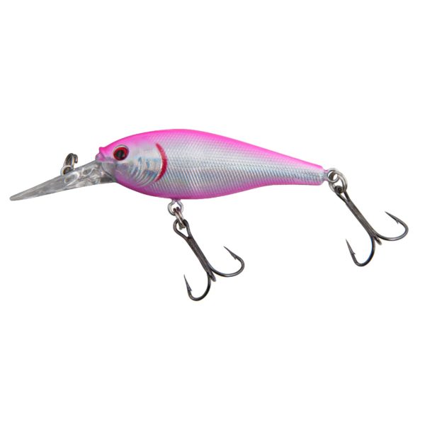 Flicker Shad Hard Bait – 1 1-2″ Length, 6′-8′ Swimming Depth, 2 Hooks, Hot Pink, Per 1
