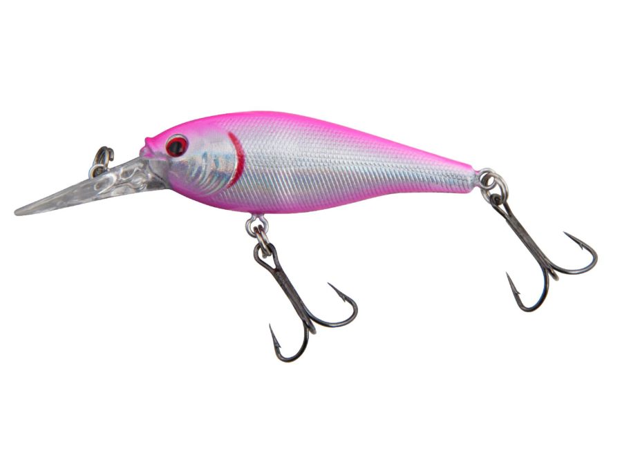 Flicker Shad Hard Bait – 1 1-2″ Length, 6′-8′ Swimming Depth, 2 Hooks, Hot Pink, Per 1