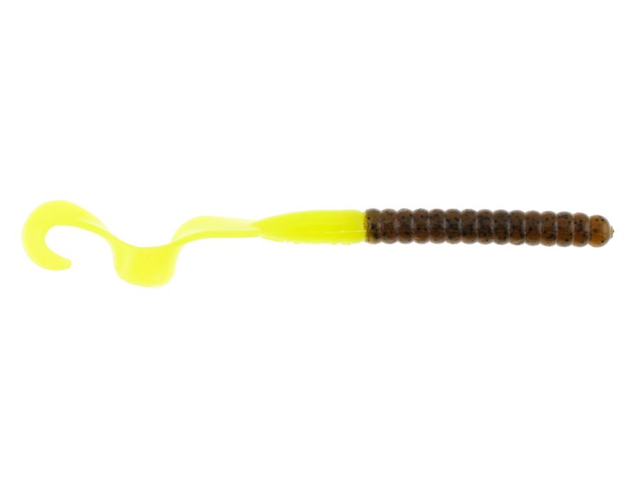 PowerBait Power Worm Soft Bait – 7″ Length, Green Pumpkin-Chartreuse, Per 13