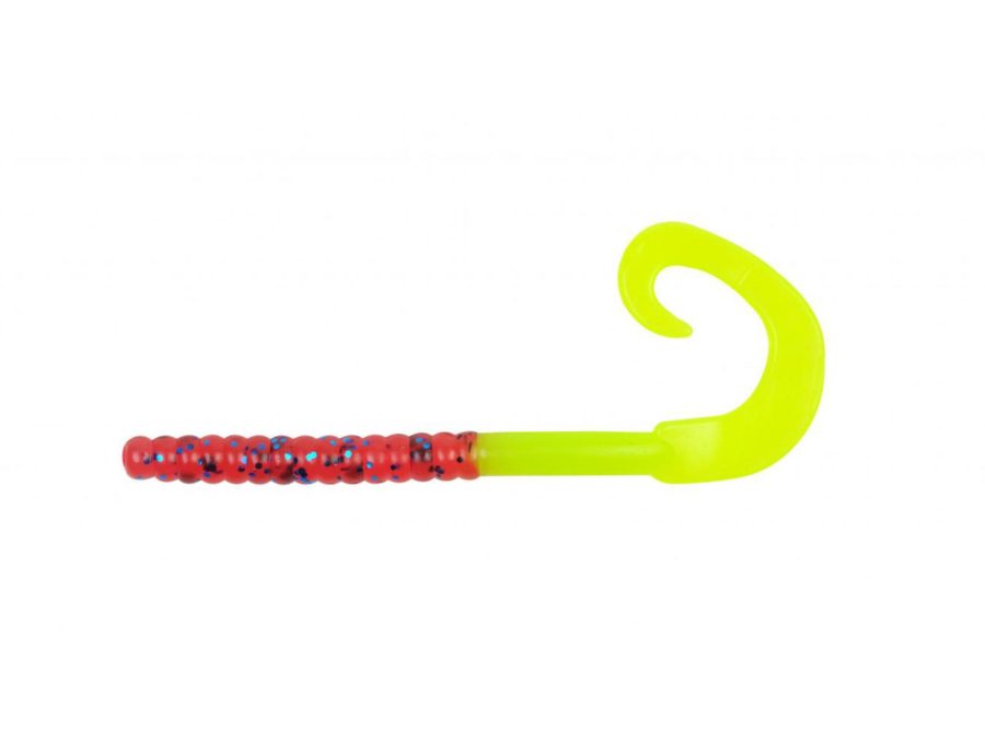 PowerBait Power Worm Soft Bait – 7″ Length, Plum-Chartreuse, Per 13