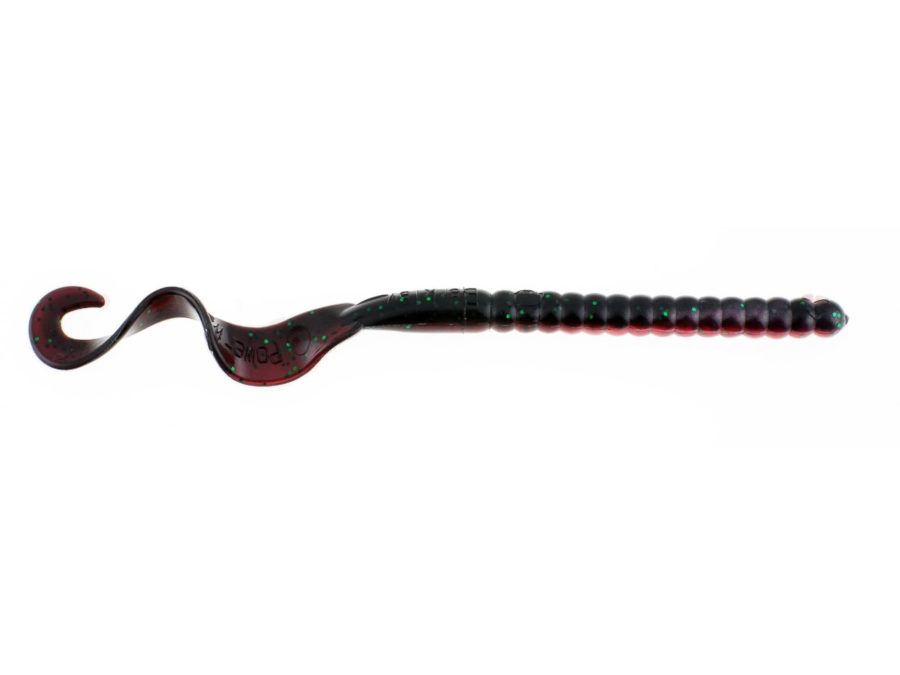 PowerBait Power Worm Soft Bait – 7″ Length, Red Shad Green Glitter, Per 13
