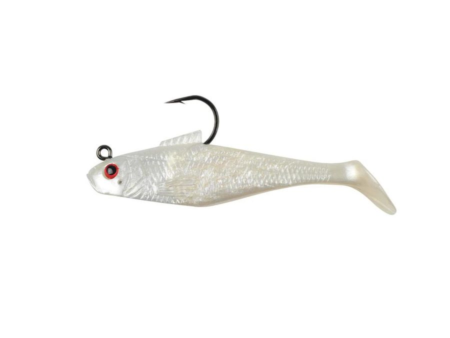 PowerBait Swim Shad Soft Bait – 3″ Length, Pearl Red Eye, Per 5