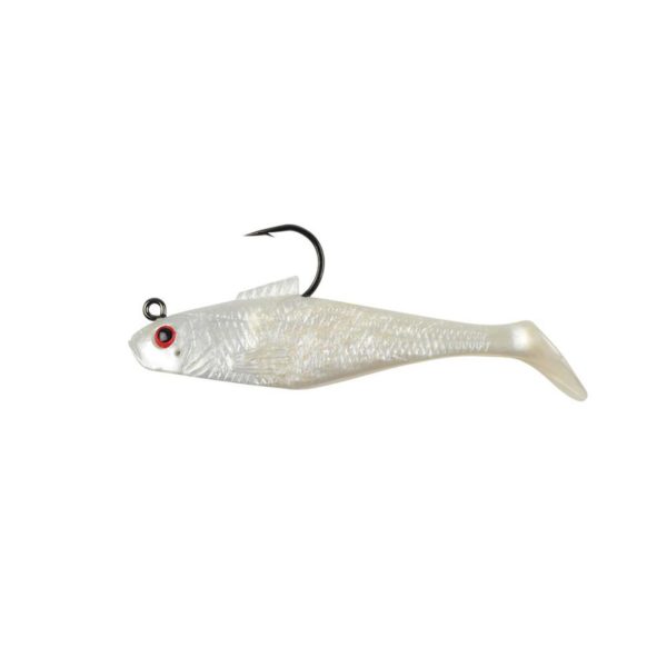 PowerBait Swim Shad Soft Bait – 4″ Length, Pearl Red Eye, Per 3