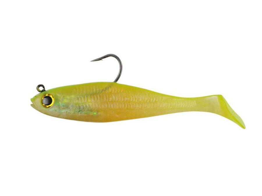PowerBait Swim Shad Soft Bait – 4″ Length, Shiner Chartreuse, Per 3