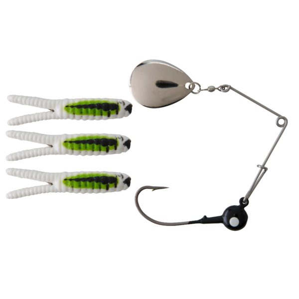 Beetle Spin Nickel Blade Hard Bait – 1 1-2″ Length, Size 8 Hook, 1 Hook, Bull Frog, Per 3