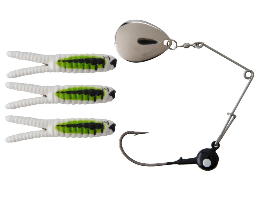 Beetle Spin Nickel Blade Hard Bait – 1 1-2″ Length, Size 8 Hook, 1 Hook, Bull Frog, Per 3