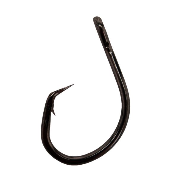 Lazer Circle Mid-Wire Offset Hook – Platinum Black, Size 9-0 (Per 5)